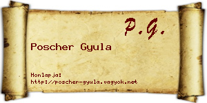 Poscher Gyula névjegykártya